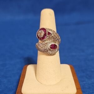 Dazzling Silver and Red Gemstone Ring